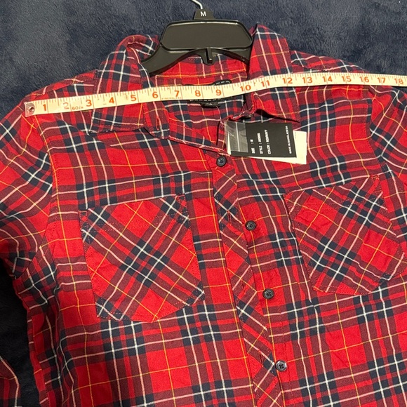 Confess Red and Blue Plaid Shirt size medium juniors - Picture 11 of 15